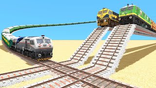 2️⃣ TRAINS FAST JUMPING FROM 12 FEET HEIGHT RAILWAY CROSSING | Train Simulator | Trains Gaming 2023