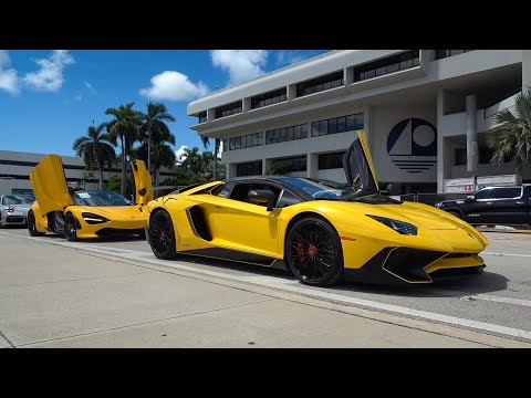 SUPERCARS BLASTING to MIAMI International Auto Show - Mansion Rally to Supercar Saturdays Florida