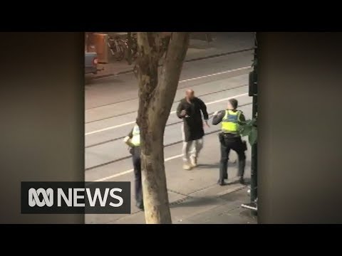 GRAPHIC VISION - Police shoot knife-wielding man in Bourke Street | ABC News