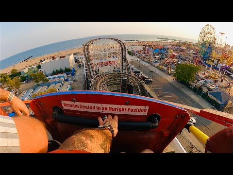 Coney Island Cyclone POV Ultra Wide 4K Front Row 60fps Luna Park Coney Island, NY