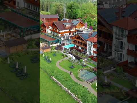 Der Wellnessgarten vom Hotel Das Rübezahl von oben – Urlaubs-Paradies im Allgäu! 🌿✨