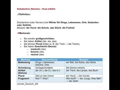 Substantive (Nomen) – Kurz erklärt