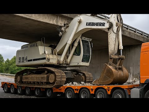 How They Transport the 100T Liebherr R 984 Excavator – Precision & Power in Action