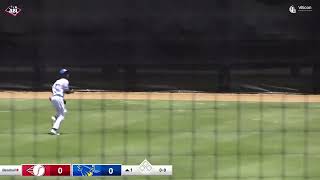 Alex Hall opens the scoring for Brisbane with a solo shot