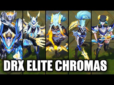 All DRX Skins Elite Chromas Aatrox Kindred Akali Caitlyn Ashe Maokai (League of Legends)