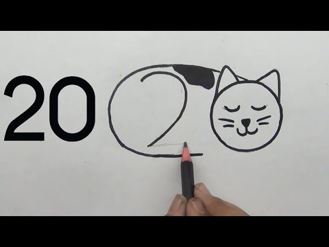 Cat Drawing With Two And Zero Letters | Beautiful Cat Art | Big Cute Cat Drawing | Suraiya Drawing
