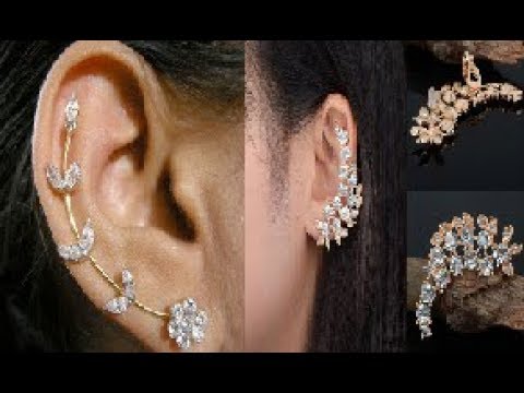 Gold and diamond ear cuff earrings