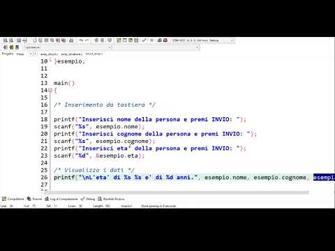 Linguaggio C - Strutture contenenti array e array di strutture
