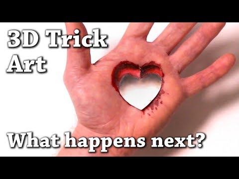 Drawing Heart 3D Trick Art on Hand - Mind Trick Surprise Illusion
