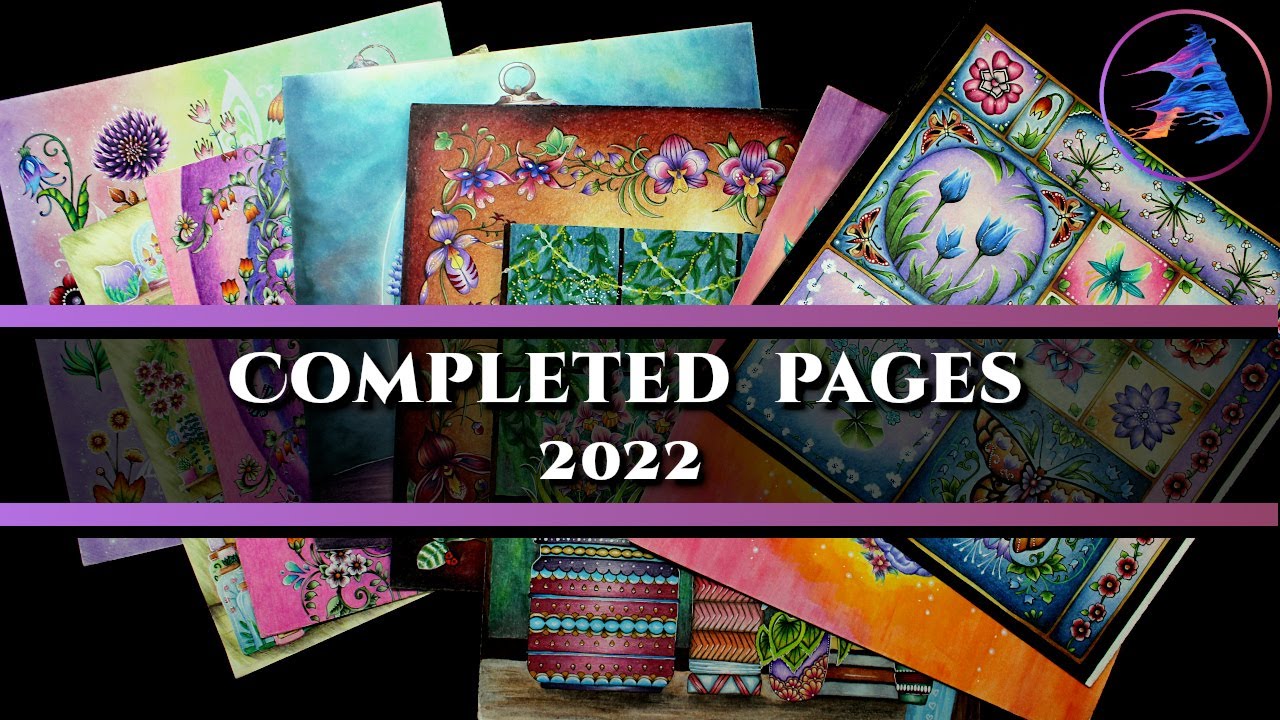 Completed coloring pages finished in 2022 | Prismacolor pencils and mixed media