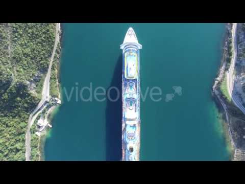 Aerial View Of Cruise Ship In The Bay Of Kotor - Stock Footage | VideoHive 14863588