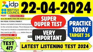 IELTS Listening Practice Test 2024 with Answers | 22.04.2024 | Test No - 418