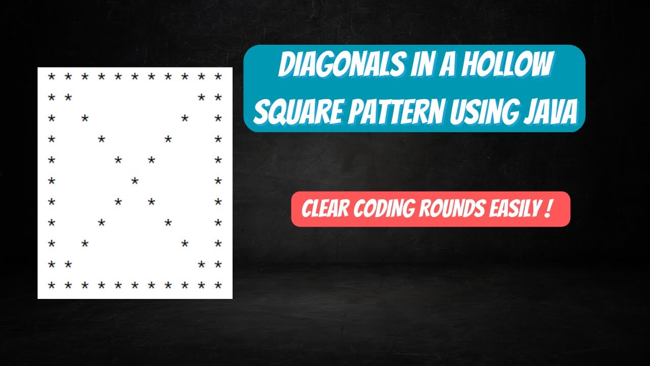Diagonals In A Hollow Square Pattern || Asked In Coding Rounds || Using Java
