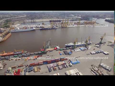 The big port St.-Petersburg, aerial view