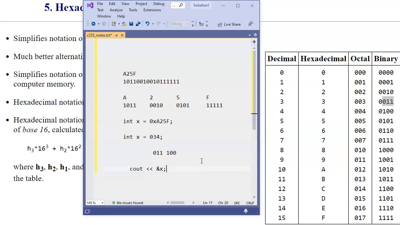 2.2 Bits, Bytes, Hex numbers, and ASCII codes
