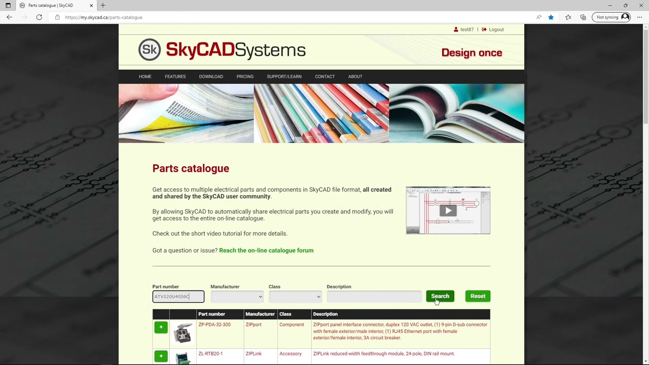 Parts catalogue | SkyCAD