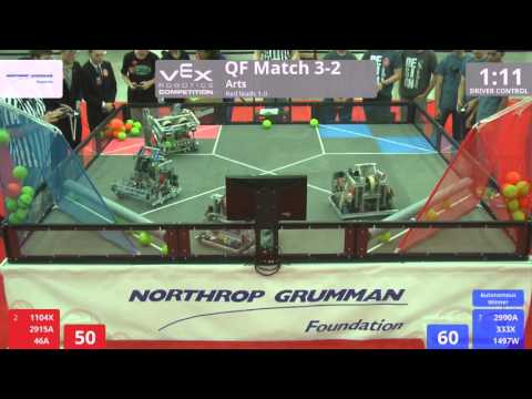 VEX Worlds 2016 - VRC HS Arts - QF 3-2 (1104X 2915A 46A) 189 vs 219 (2990A 333X 1497W)