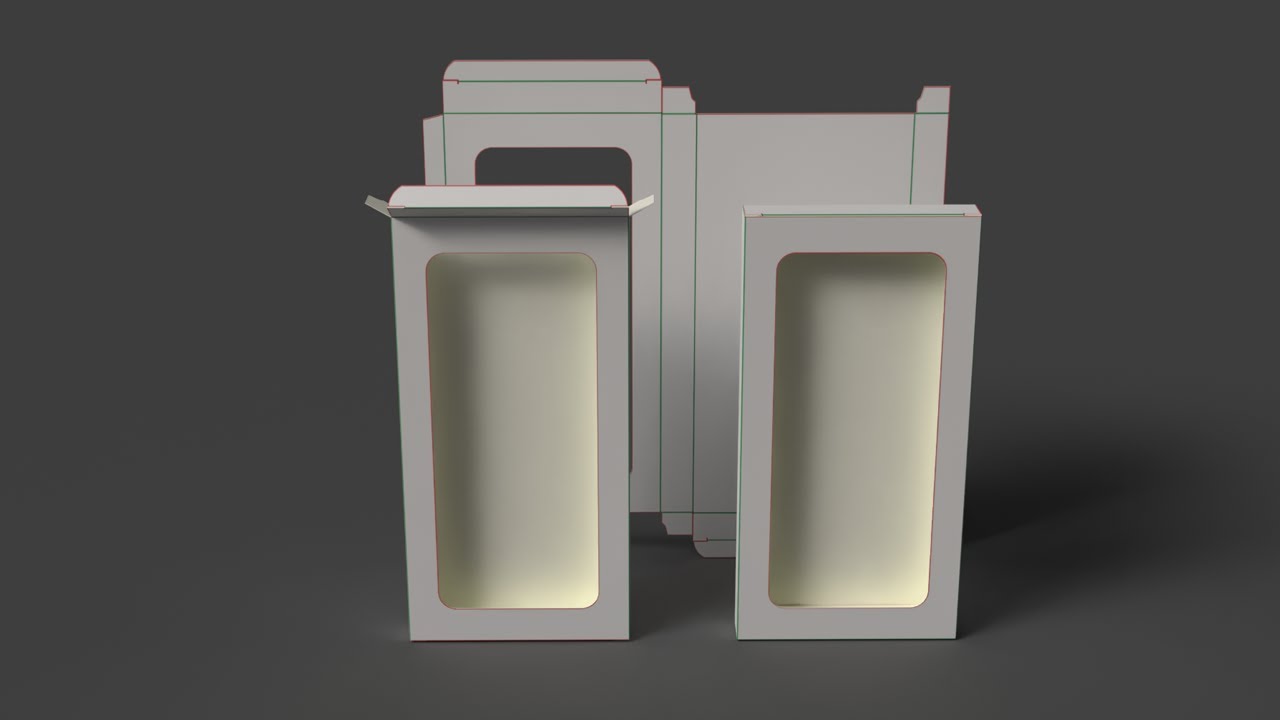 Cardboard box with window Open closed and disassembled packaging 3D Model