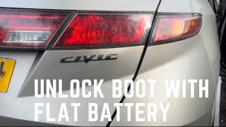 Honda Civic Mk8 |How To Unlock Boot With Dead Battery