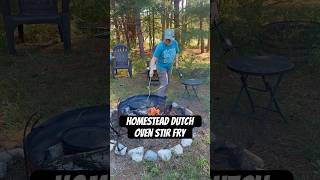 Homestead cooking: chicken stir fry in a Dutch oven