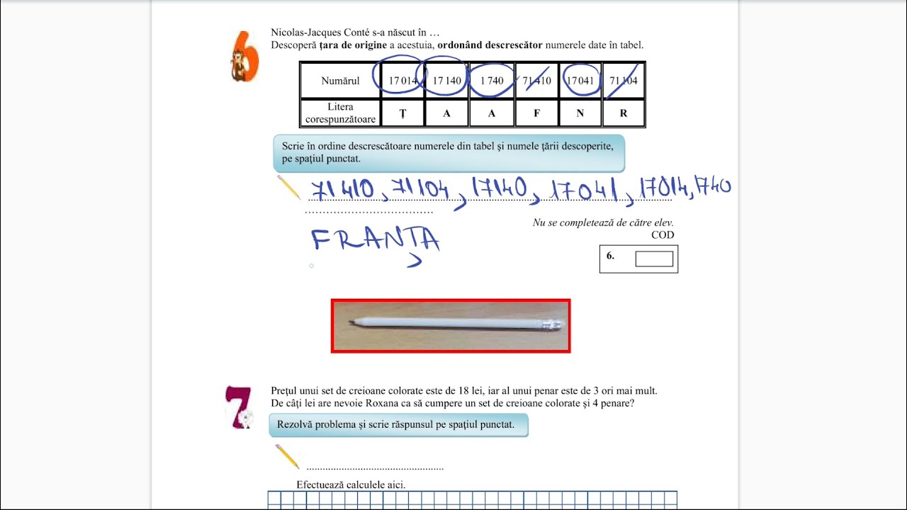 Model Evaluare Nationala - Clasa a 4 a - Subiecte 2019