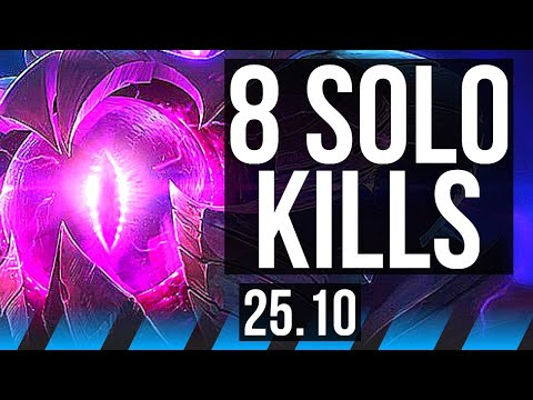 VEL'KOZ vs XERATH (MID) | 8 solo kills, Godlike | EUW Master | 25.10