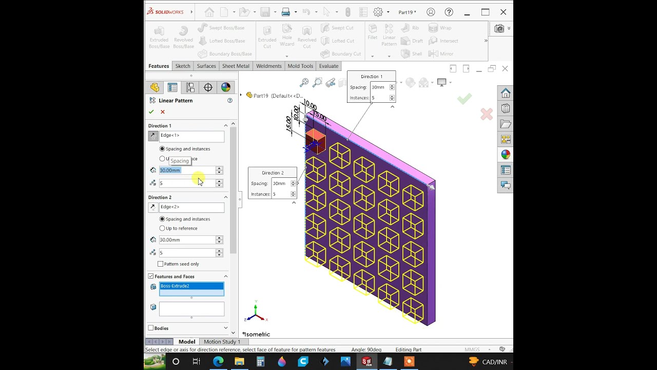 ✅SolidWorks Tips | How to Use Linear Patterns of Bodies❓