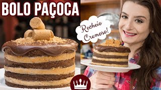 BOLO PAÇOCA COM CHOCOLATE (recheio cremoso): Receita Festa Junina - Cozinha do Bom Gosto: Gabi Rossi