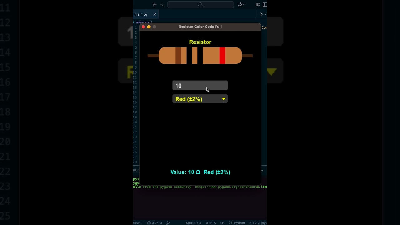Resistance Color Code App Demo ⚡️ #short #coding #programming #python