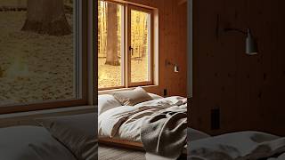 Golden Forest Hideaway | Cozy Autumn Cabin Bedroom with Fireplace 🍂🔥