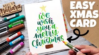 Easy Christmas Card Tutorial with Brush Pens (+ Free Template Download)