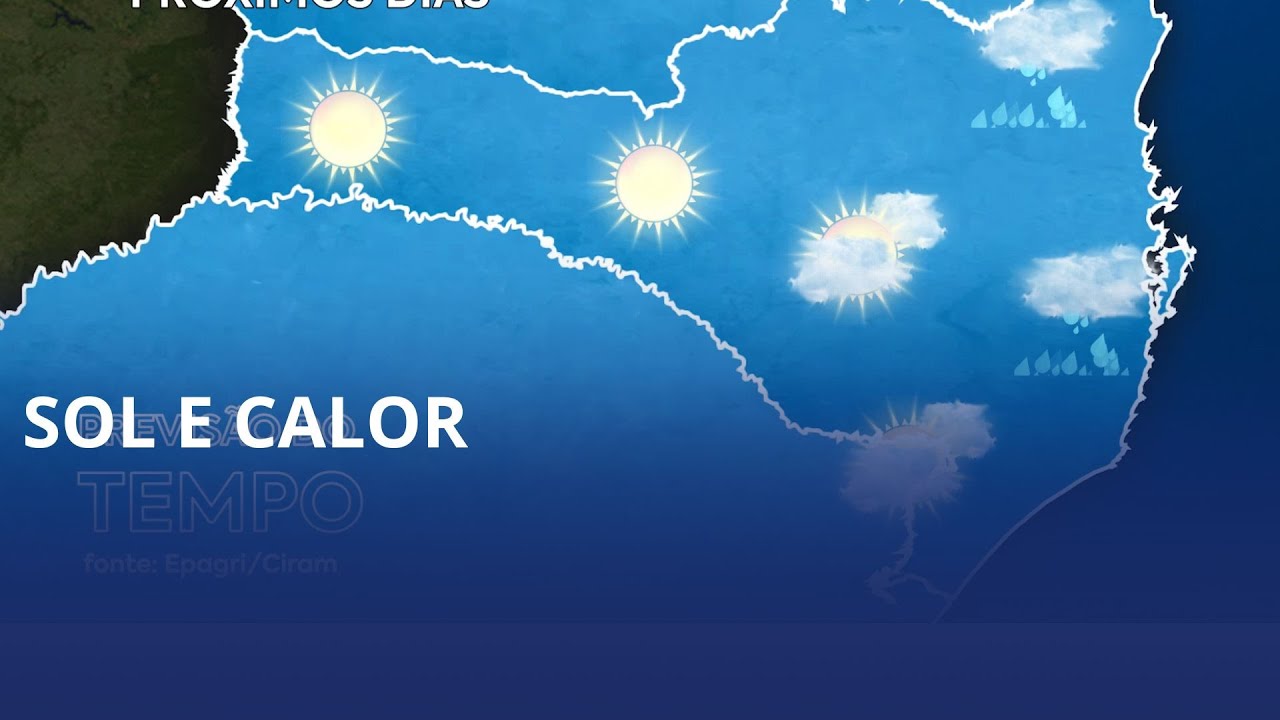 Predomínio do tempo firme e quente em Santa Catarina