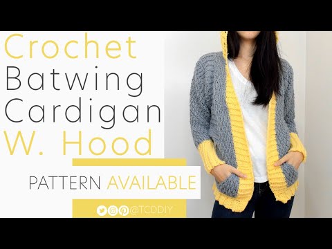 , title : 'Crochet Batwing Cardigan with Hood | Pattern & Tutorial DIY'