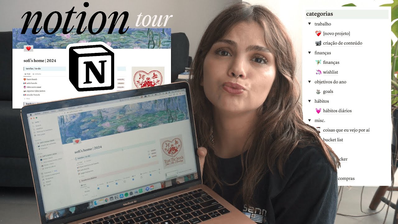 TOUR PELO MEU NOTION 2024 💫  | Como eu organizo TODA minha vida com o NOTION (template gratuito)