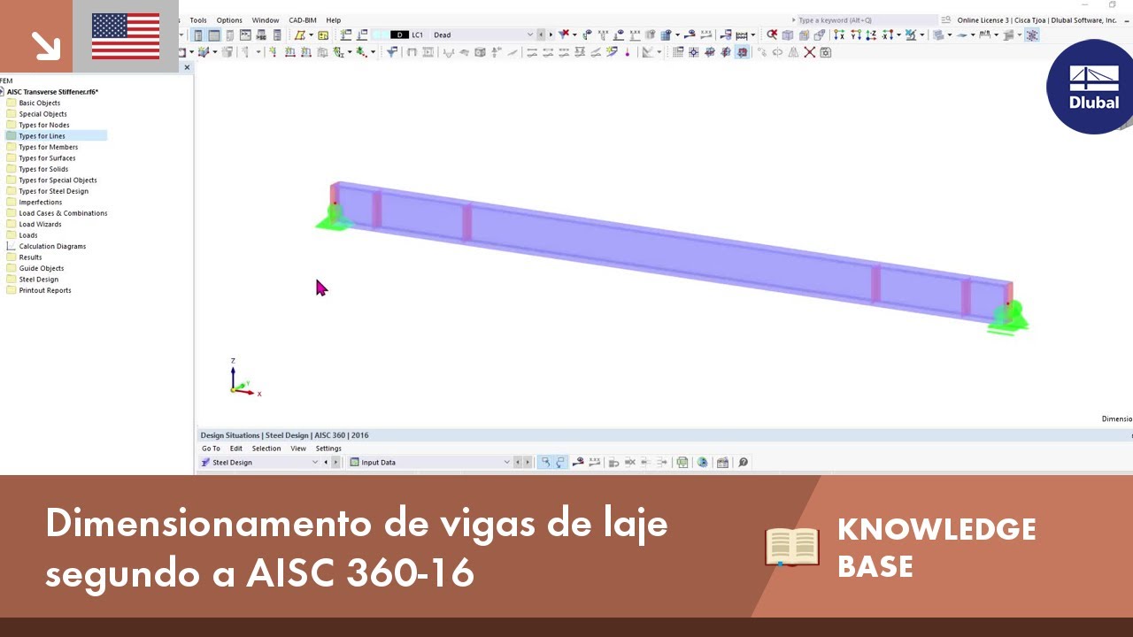 KB 001861 | Dimensionamento de vigas de laje segundo a AISC 360-16