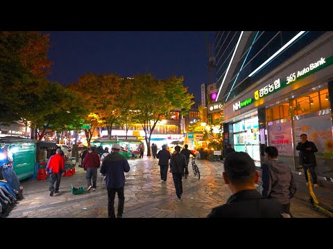 Excursão noturna de Gucheonmyeonro, Gangdong, estação Cheonho até a estação Myeongil | Seul Coreia 4K HDR