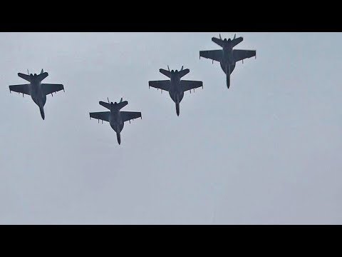 21 F-18s Over College Station To Honor Bush 41 (Low & Loud!)