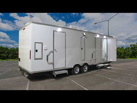 6 Station Shower Trailer with Laundry Combo | Portable Restroom Trailers