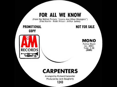 1971 Carpenters - For All We Know (mono radio promo 45)