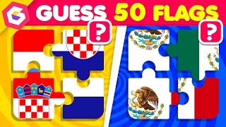 Guess The Flag  🚩🌍  | Puzzle Pieces | 50 Flags Quiz 💯🚩