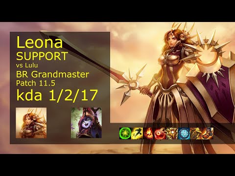 Leona Support vs Lulu - BR Grandmaster 1/2/17 Patch 11.5 Gameplay