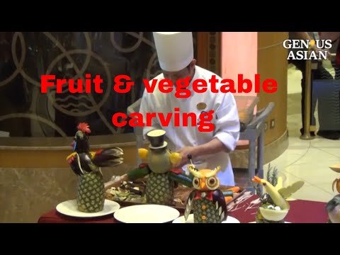 Fruit and vegetable carving & Champagne Waterfall on Princess cruise