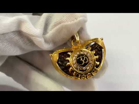 5 Face Original Rudraksha Trishul Om Locket Pendant Golden Color Brass Casting