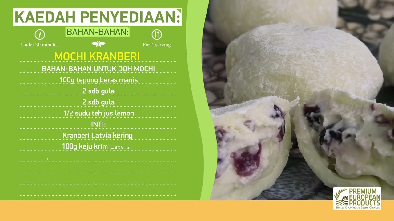 Cranberry mochi dengan cranberry Latvia & pengisian keju krim (malay)