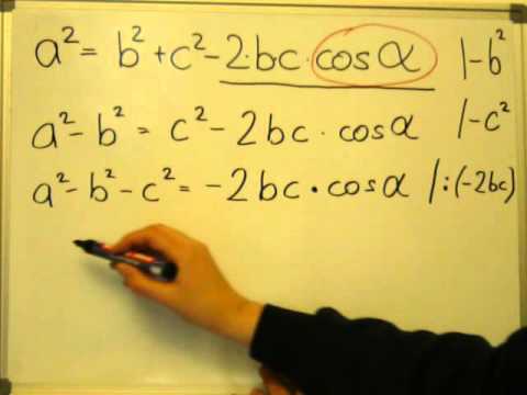 Kosinussatz, Umstellung nach einem Winkel