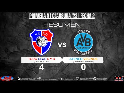 RESUMEN Toro Club 4 - Ateneo Vecinos (GC) 0 #fecha2 #primera  #clausura2023 #lrfrc