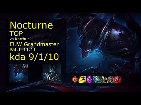Nocturne Top vs Karthus - EUW Grandmaster 9/1/10 Patch 11.11 Gameplay