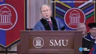 George W. Bush jokes during SMU commencement