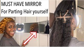Pre Parting Hair for Braids/Twists Tutorial on Yourself | Must Have Mirror!