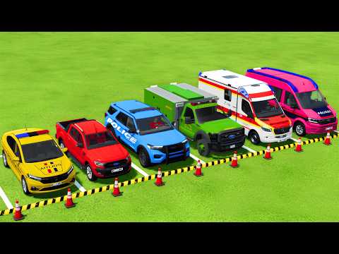 TRANSPORTING POLICE CARS, FIRE DEPARTMENT, AMBULANCE VEHICLES WITH MAN TRUCKS ! Farming Simulator 25